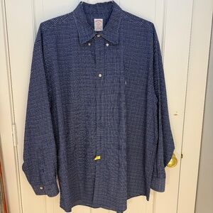 Navy with Check Brooks Brothers Men's Shirt, XXL